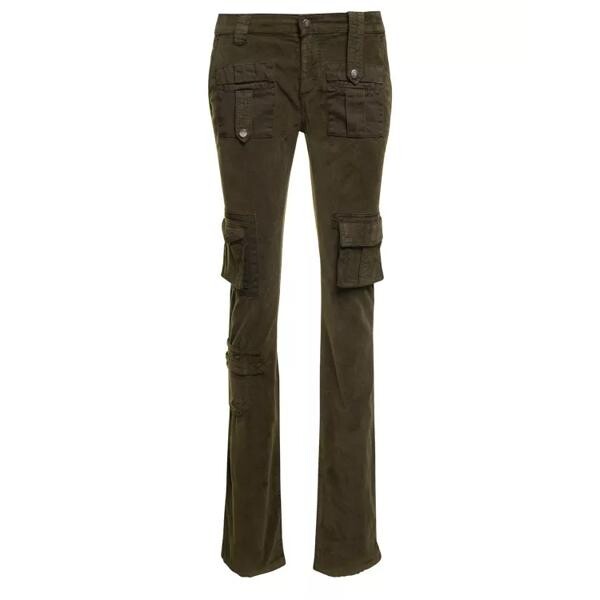 

Брюки military low-waisted cargo pants with logo p Blumarine, зеленый