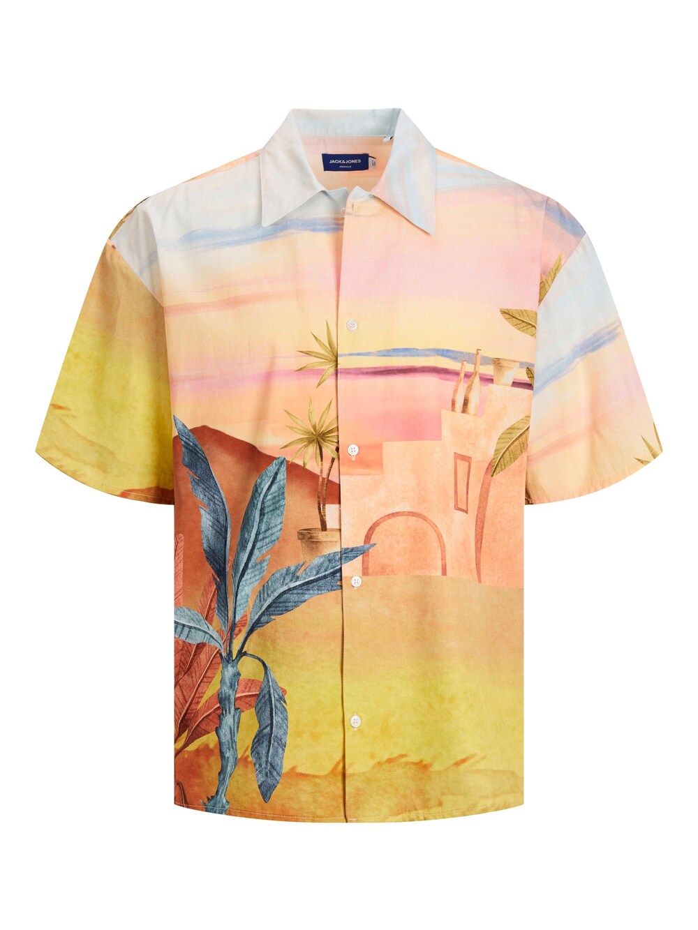 Комфортная рубашка на пуговицах JACK & JONES Landscape, абрикос/лобстер лобстер