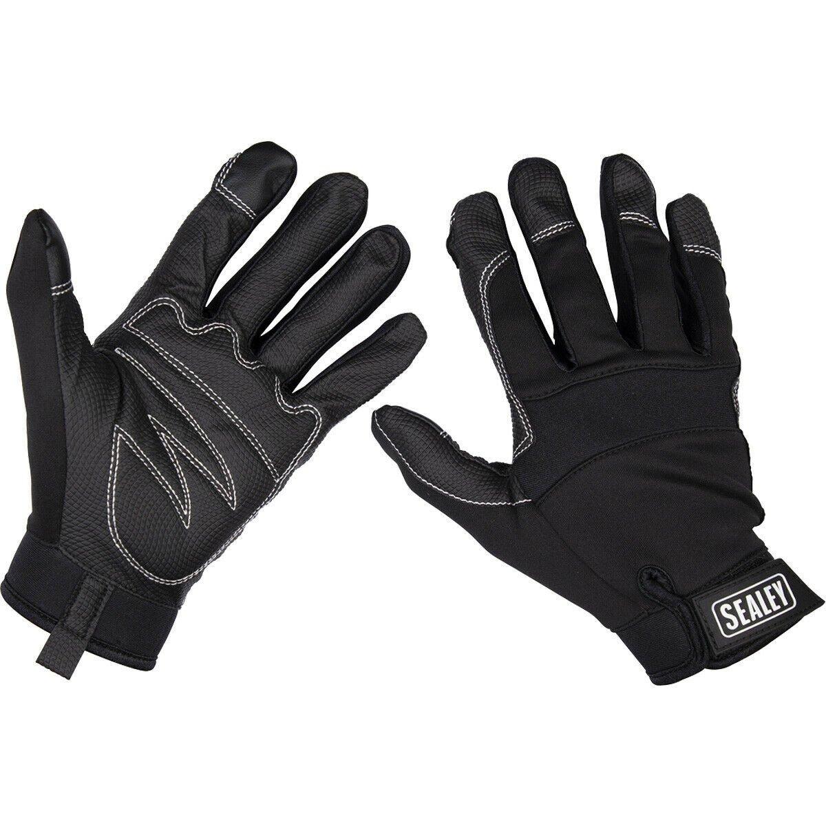 цена ПАРА перчаток Light Palm Black для механиков — большие — с сенсорным экраном на указательном пальце Loops, черный