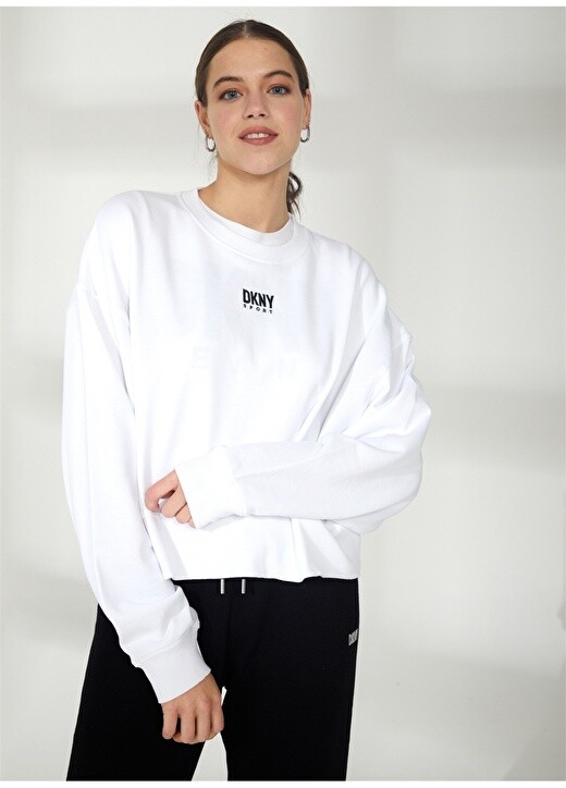 

Простая белая женская футболка с круглым вырезом Dkny Jeans, Белый
