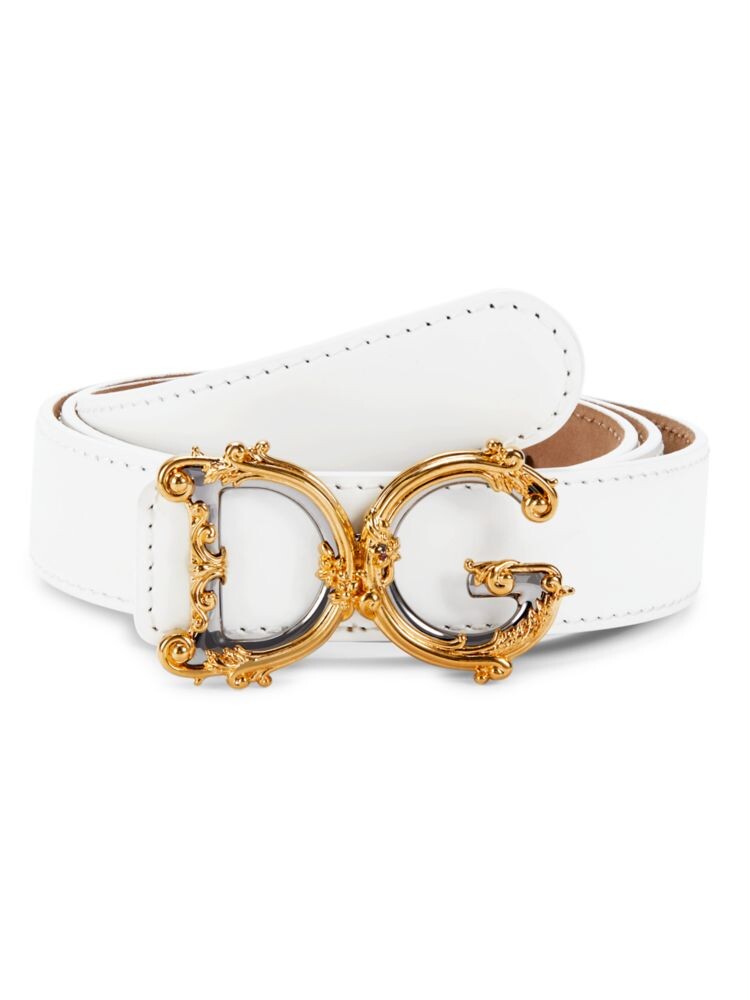 

Кожаный ремень с логотипом Dolce & Gabbana, белый