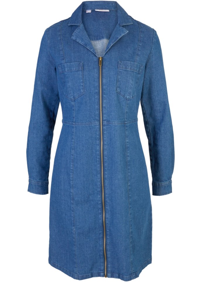 Джинсовое платье с длинными рукавами John Baner Jeanswear, синий