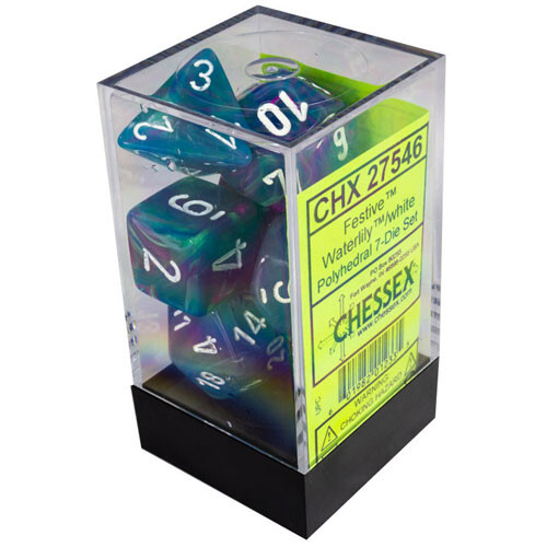 

Игровые кубики Poly 7 Set: Festive Waterlily W/White Chessex Dice