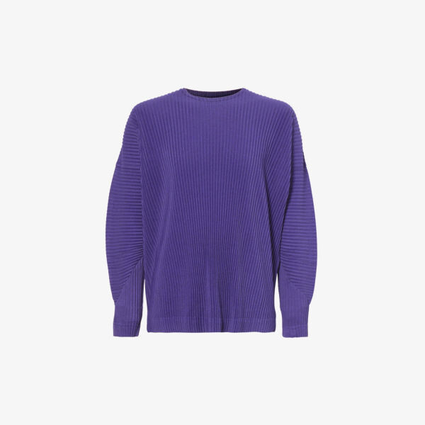 

Плиссированная трикотажная футболка с круглым вырезом Homme Plissé Issey Miyake, синий