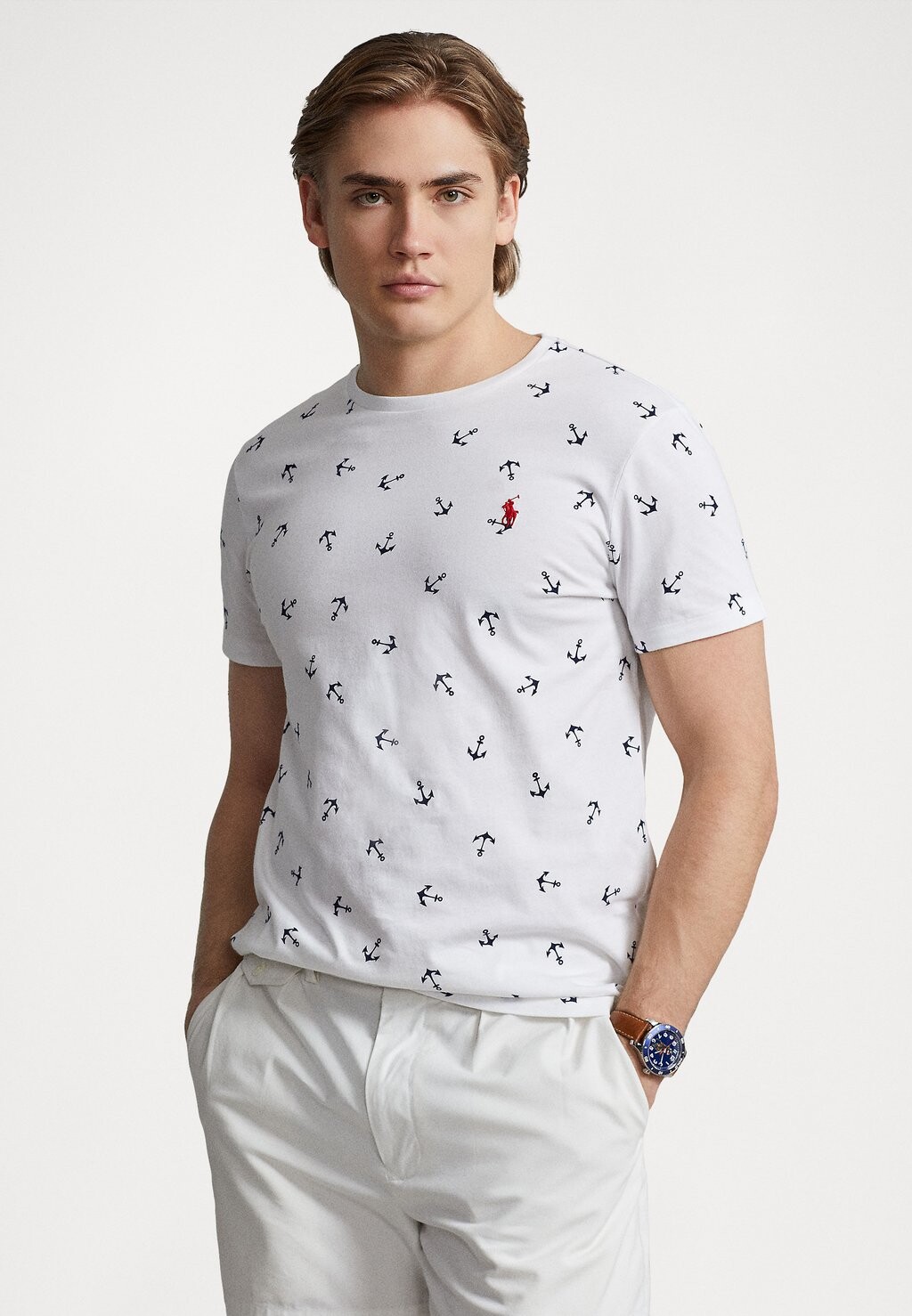 

Футболка с принтом SSCNCMSLM SLEEVE Polo Ralph Lauren, белый