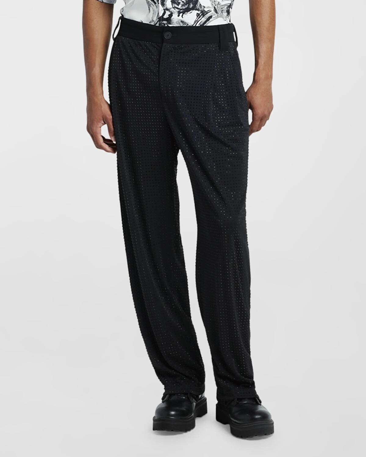 

Мужские плиссированные брюки со стразами Versace Jeans Couture, цвет Black