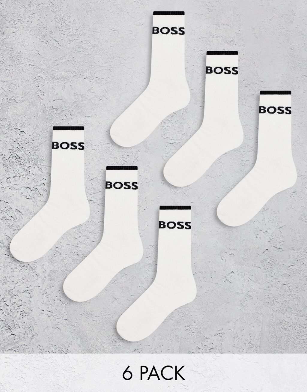 

Набор из 6 белых носков в рубчик с логотипом Boss Bodywear