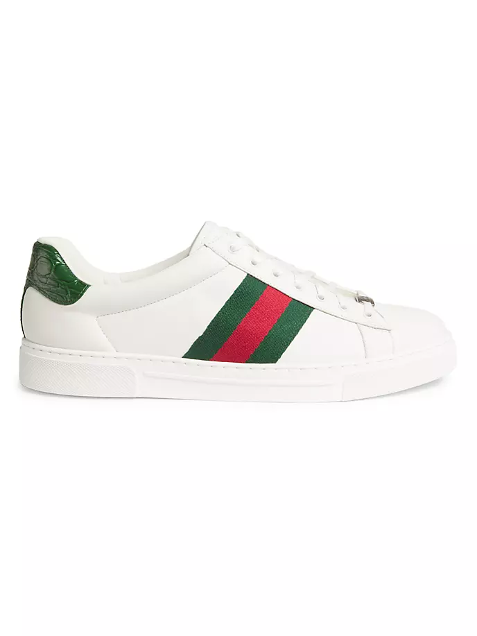 

Кожаные низкие кеды Ace Web Gucci, мультиколор