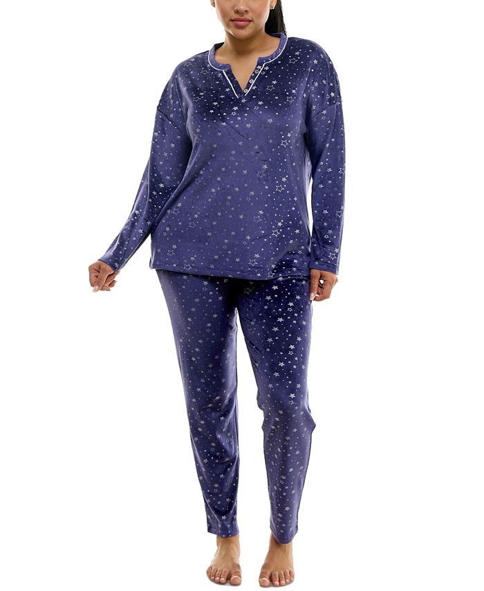 Женские 2 шт. Велюровый пижамный комплект Henley Roudelain, синий пижама велюровая 6 лет 114 см синий