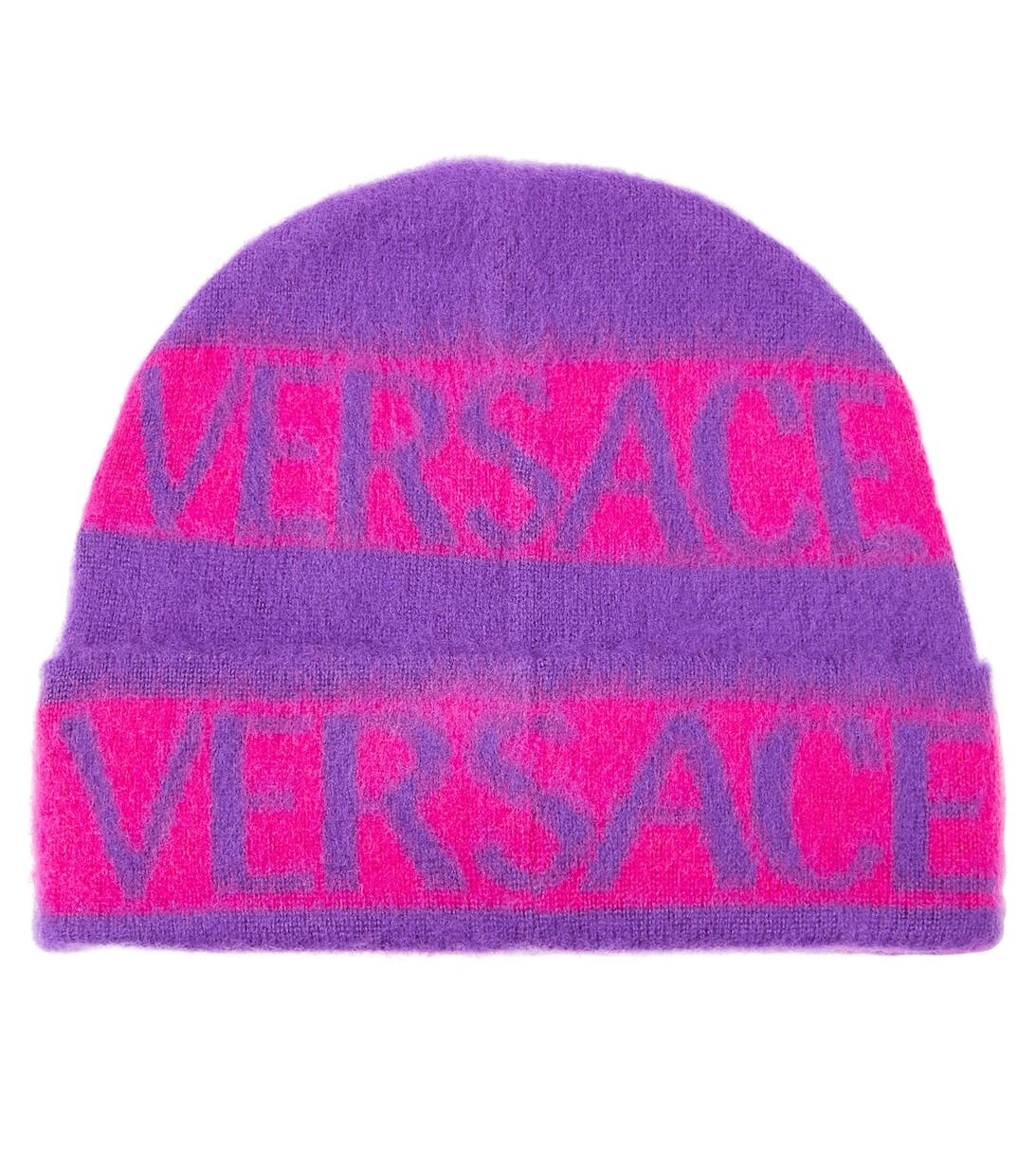 

Шапка-бини из шерсти с логотипом Versace, розовый