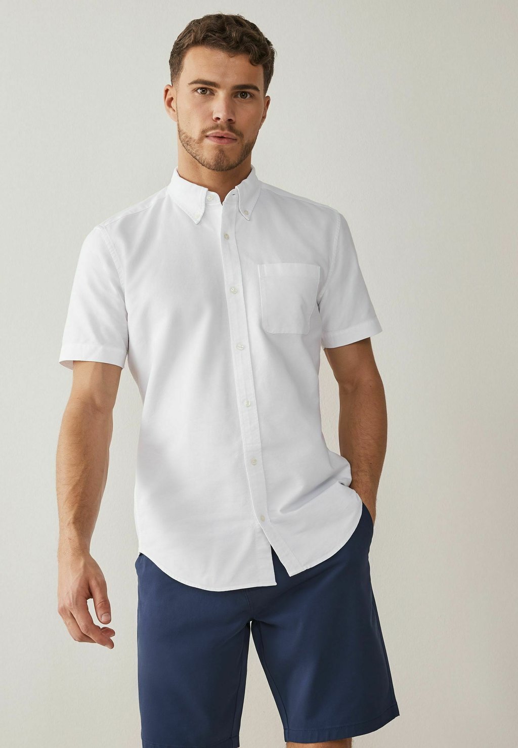 Рубашка Short Sleeve Oxford Shirts Next, цвет white pack