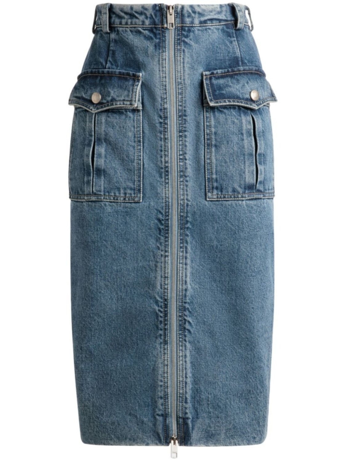 

Bally zip-up denim midi skirt, синий