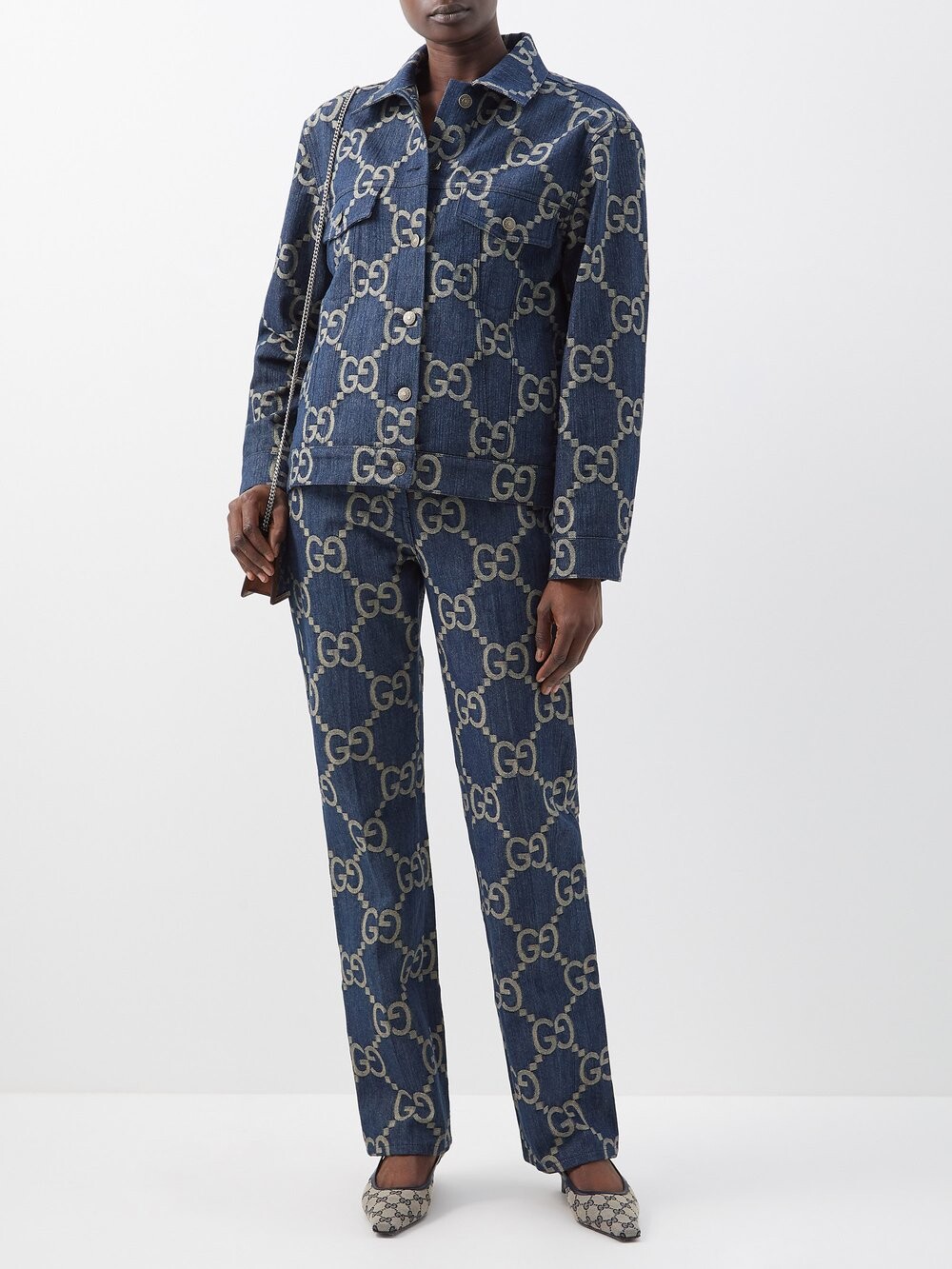 

Джинсы прямого кроя с монограммой gg Gucci, синий