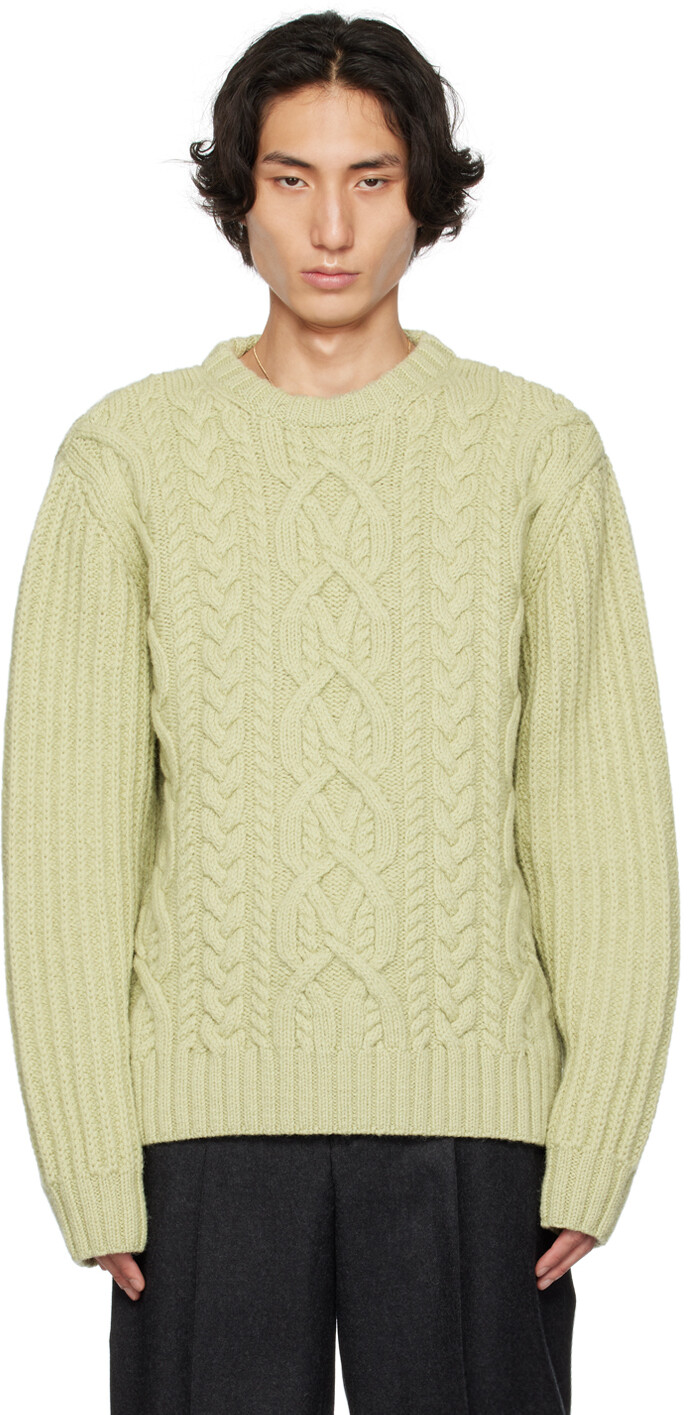 

Зеленый легкий свитер с круглым вырезом Dries Van Noten