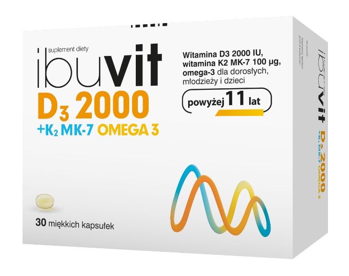 Кислоты омега-3 с витамином D3 и K2 Ibuvit D3 2000 + K2 MK-7 Omega 3 Kapsułki , 30 шт solaray витамин к 2 менахинон 7 30 вегетарианских капсул 50 мкг