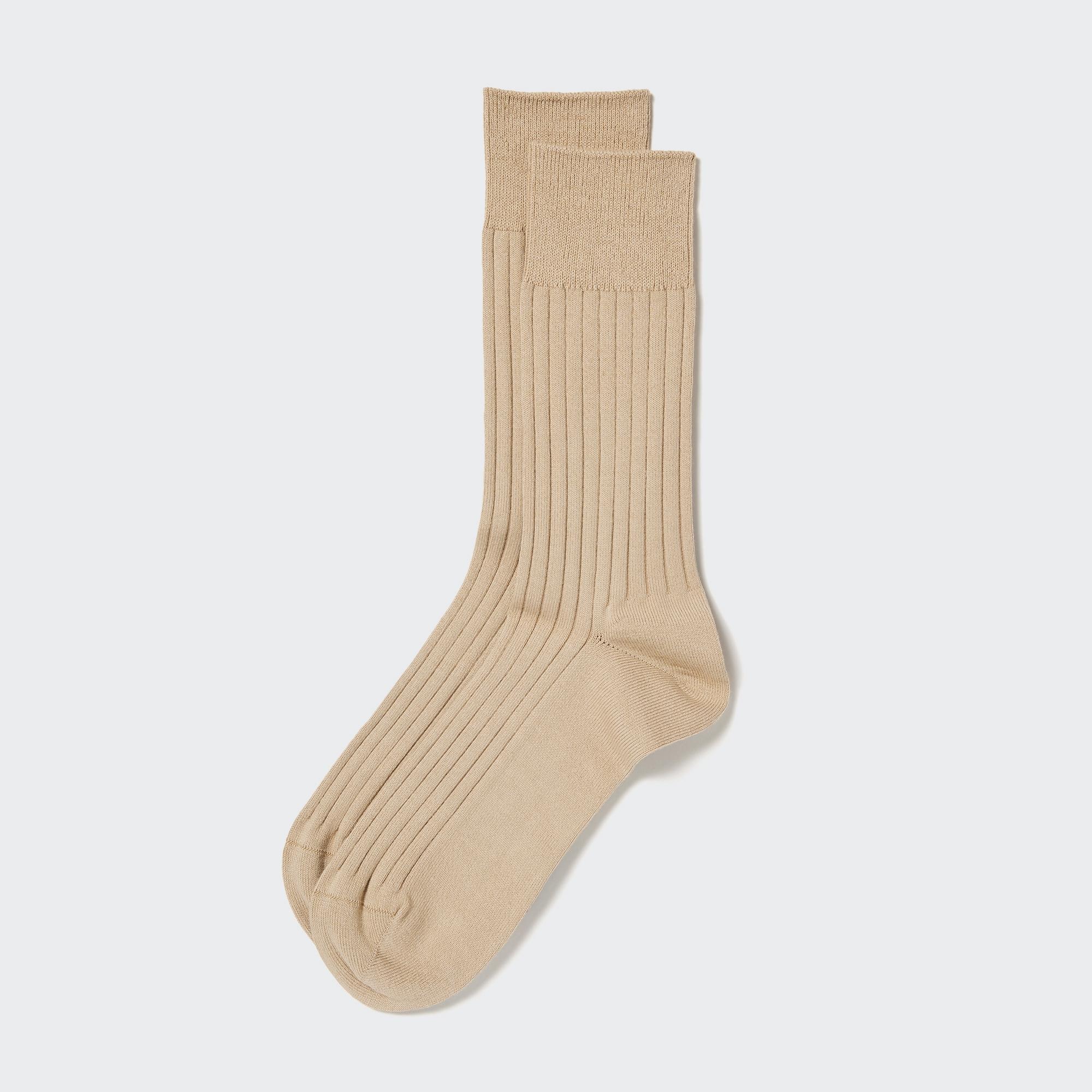 Хлопковые носки в рубчик Supima UNIQLO, бежевый хлопковые носки supima в ребрику uniqlo черный