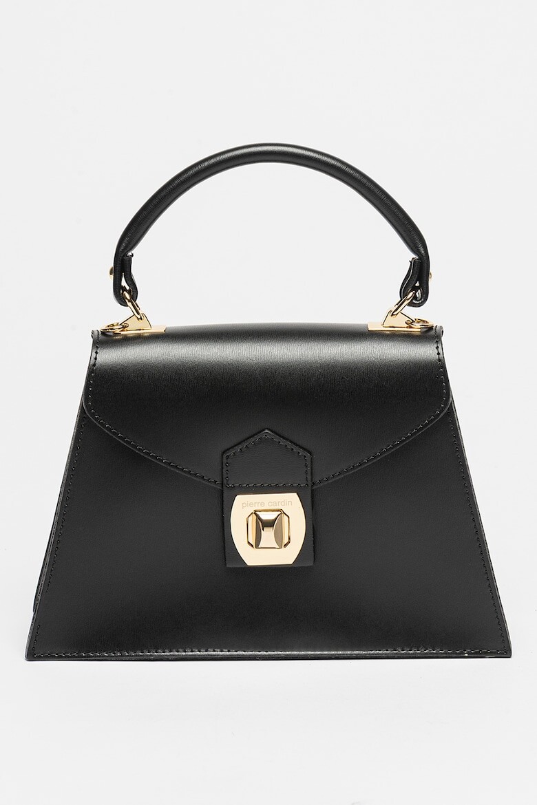 

Кожаная сумка с логотипом Pierre Cardin, черный