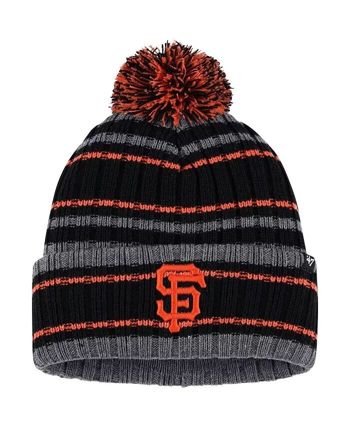 

Мужская серо-черная вязаная шапка San Francisco Giants Rexford с манжетами и помпоном '47 Brand, серый