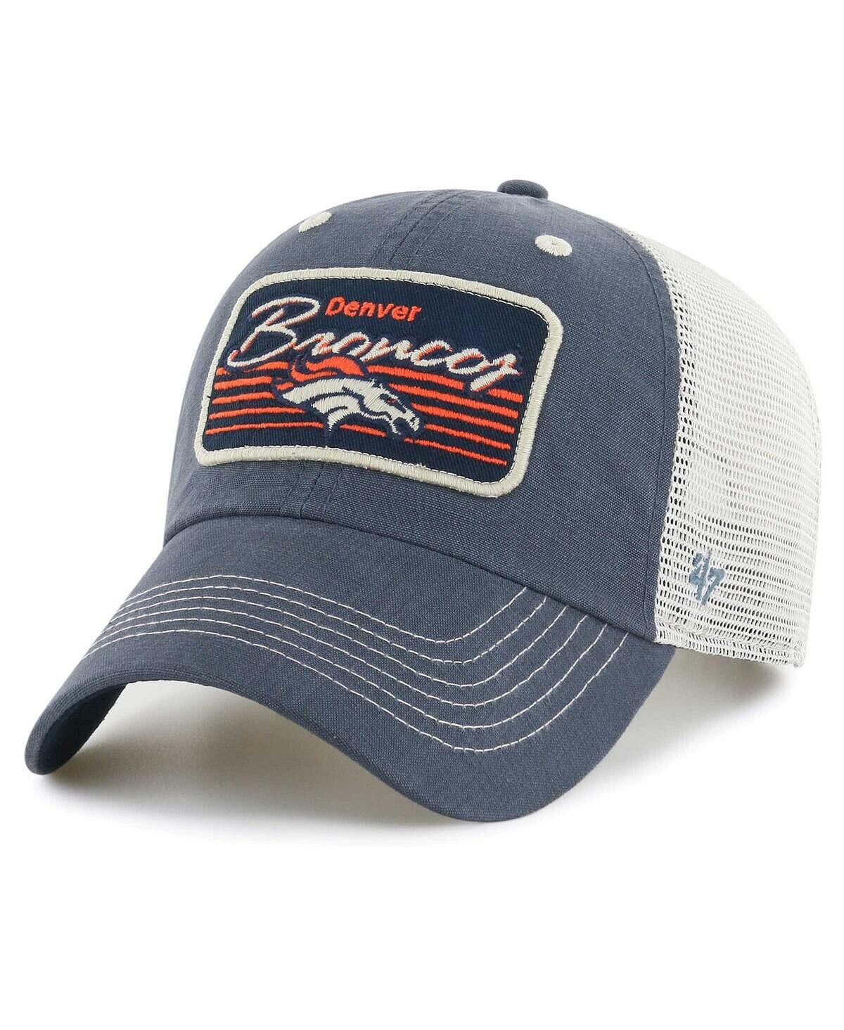 

Мужская темно-синяя, натуральная регулируемая шляпа Denver Broncos Five Point Trucker Clean Up '47 Brand