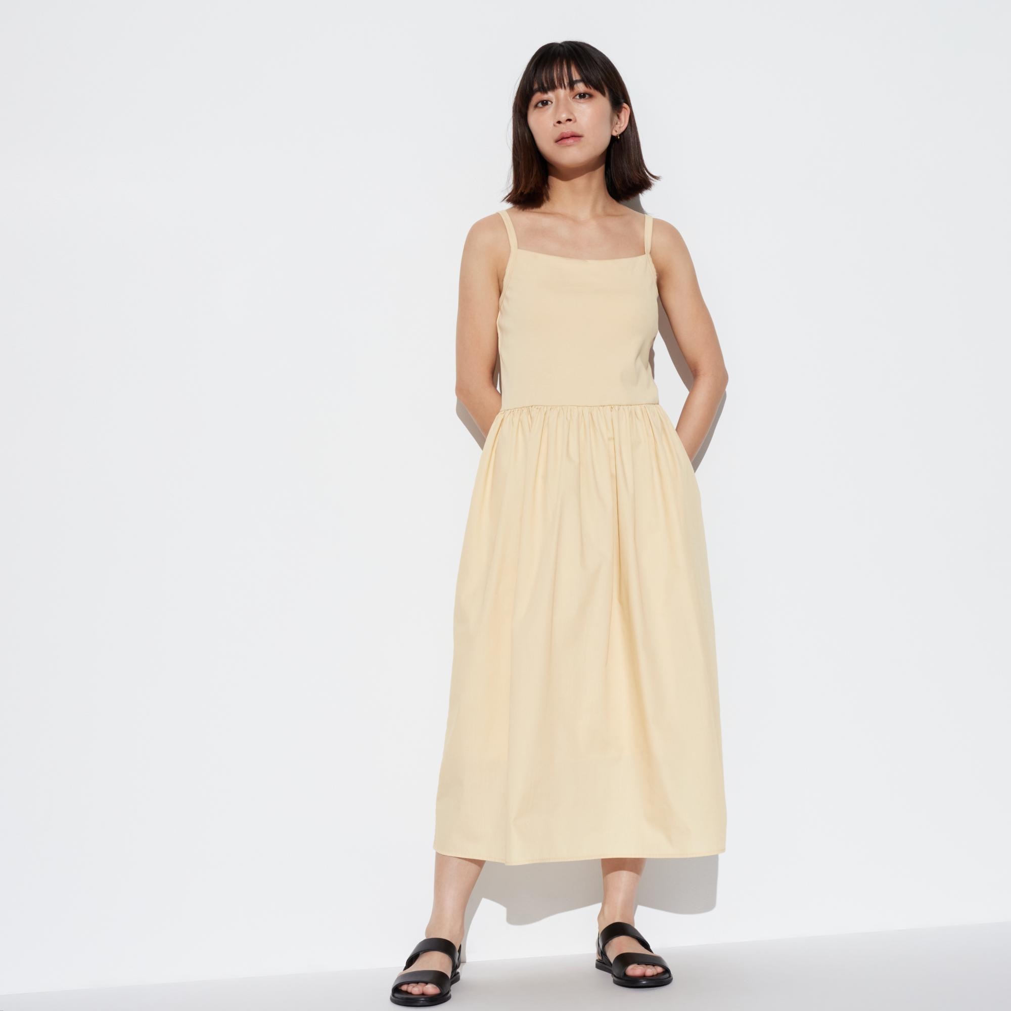 Платье-бретелька комбинированное с бюстгальтером (короткая длина 106,5-116см) UNIQLO, крем юбка великолепное обаяние