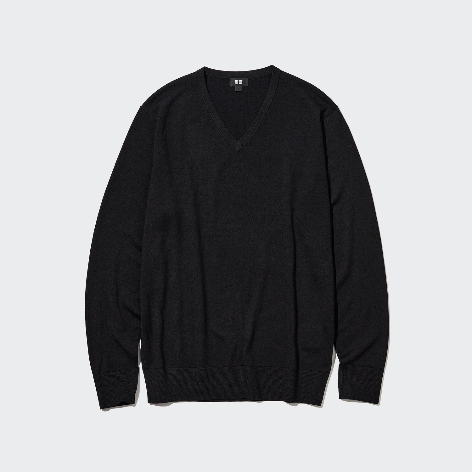 

Джемпер Uniqlo мужской из шерсти мериноса с v-образным вырезом мягкий, черный