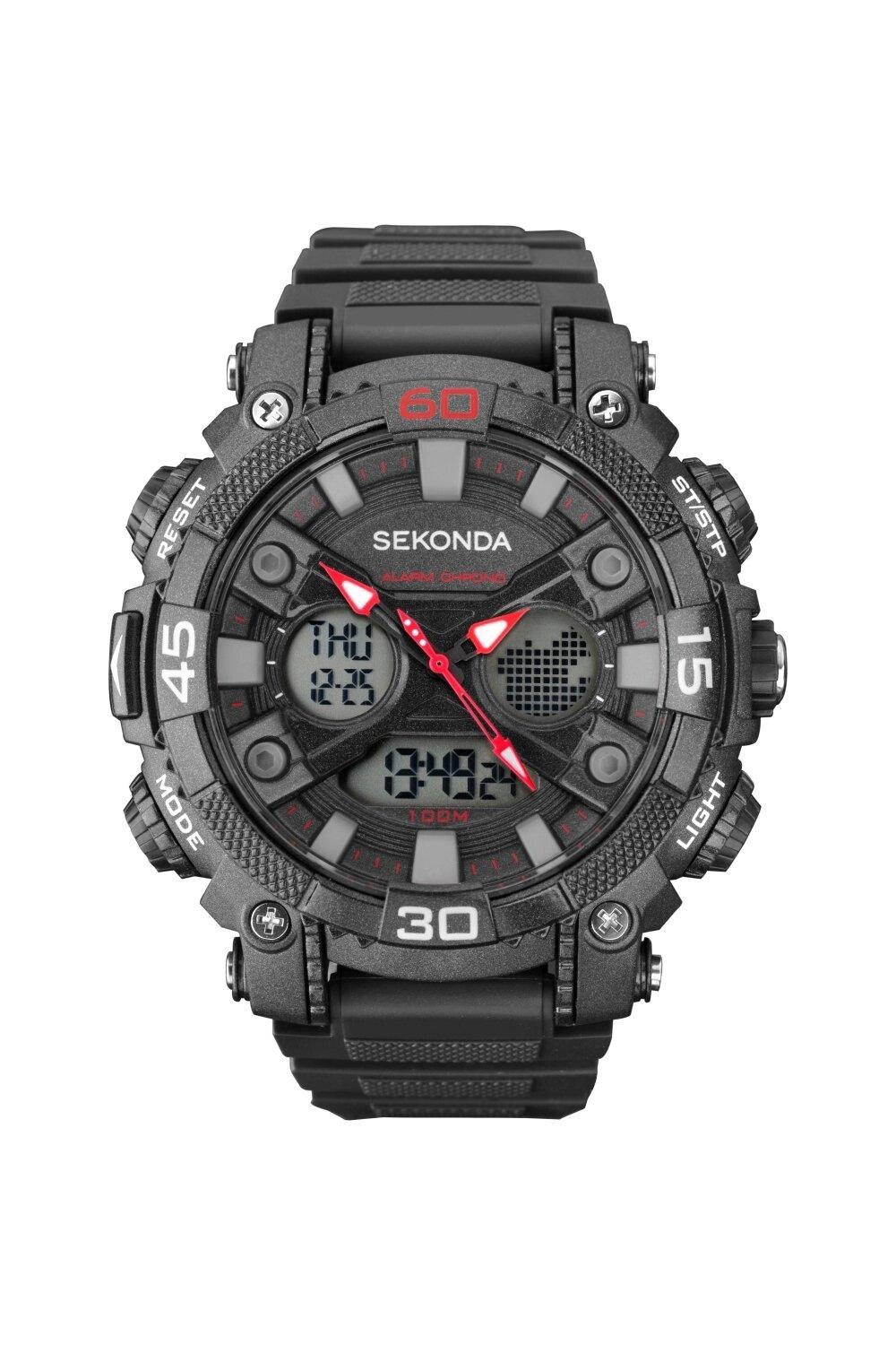 

Черные часы Lomond 55 мм, круглый корпус, черный циферблат Sekonda, черный