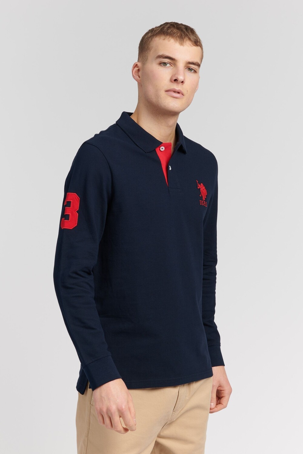 

Темно-синяя рубашка-поло Blazer Player 3 LS стандартного кроя U.S. Polo Assn, синий