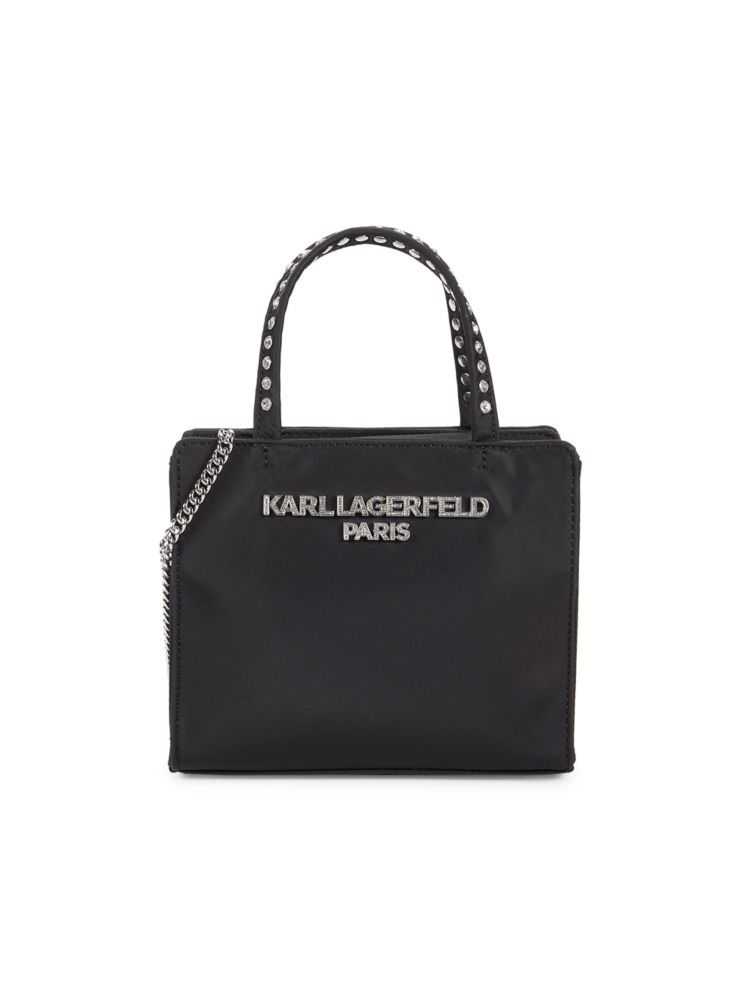 Маленькая сумка-тоут с логотипом Ikons Karl Lagerfeld Paris, черный