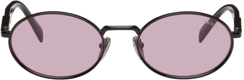 

Черные овальные солнцезащитные очки Prada Eyewear