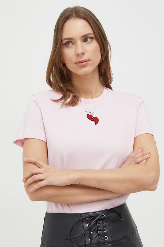 

Хлопковая футболка Pinko, розовый