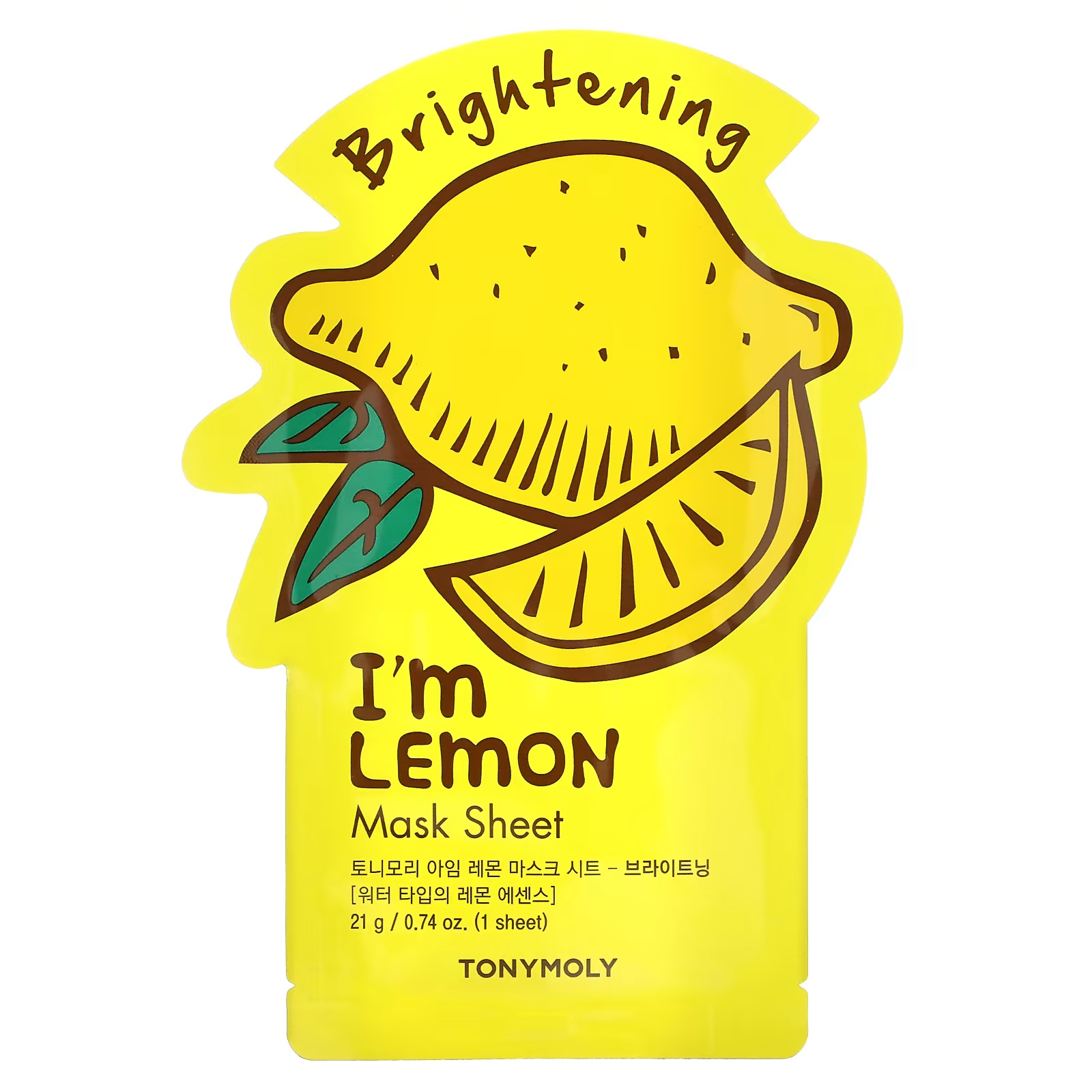 Tony Moly I'm Lemon Осветляющая косметическая маска, 1 шт., 0,74 унции (21 г) tony moly i m peach тканевая маска для восстановления 1 шт 21 г 0 74 унции