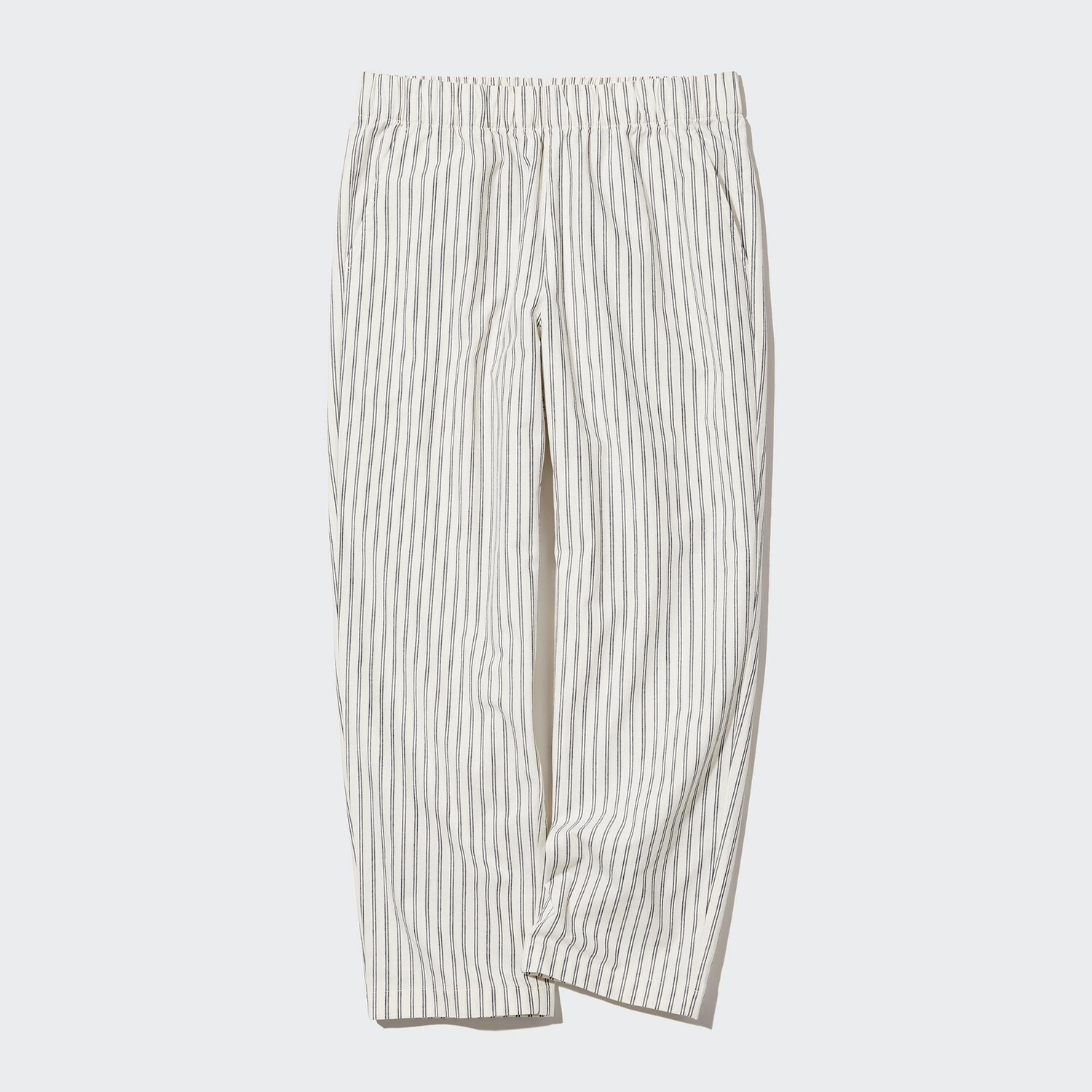 

Свободные хлопковые брюки до щиколотки (в полоску) UNIQLO, молочный