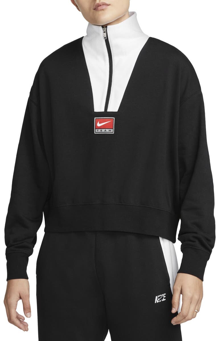

Толстовка из матового флиса с молнией до половины NIKE, черный/белый