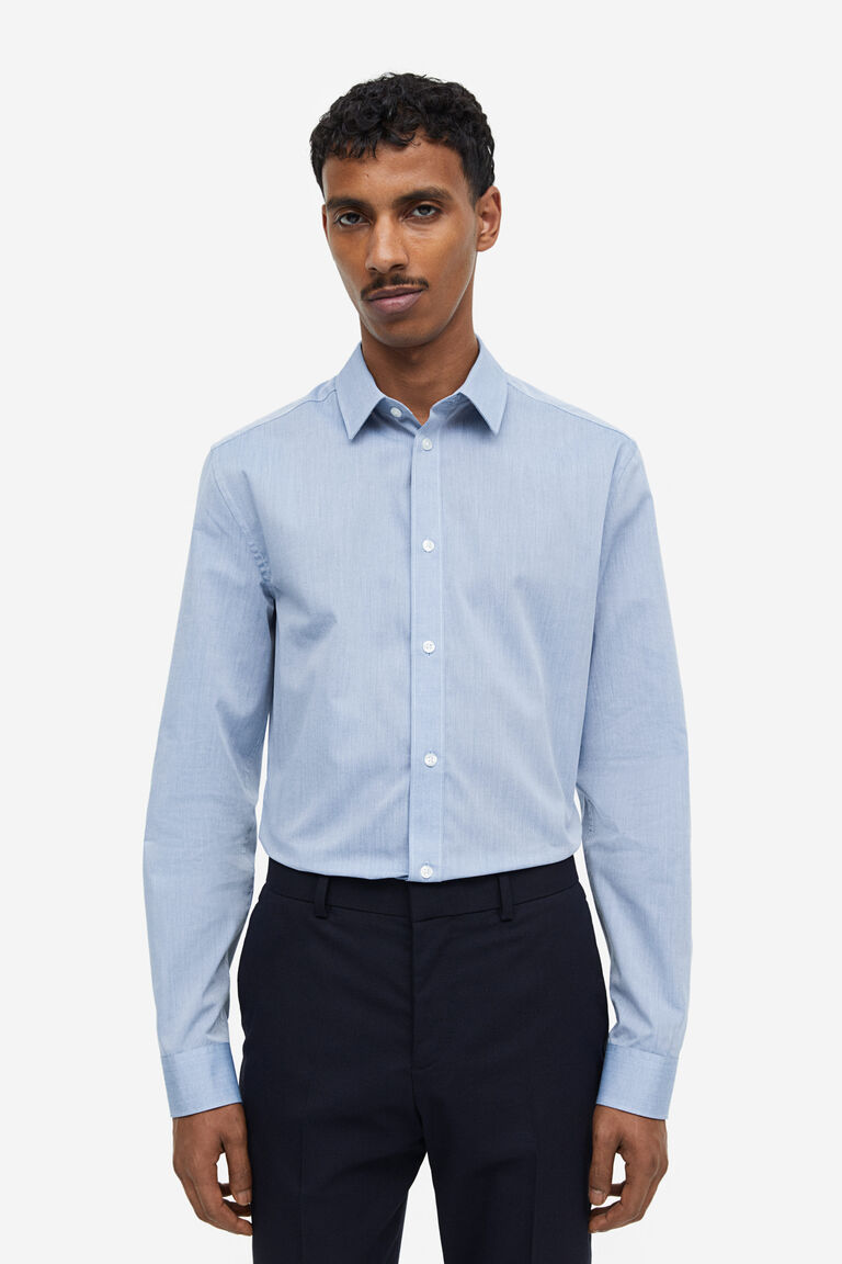 

Рубашка slim fit, которую легко гладить H&M, синий