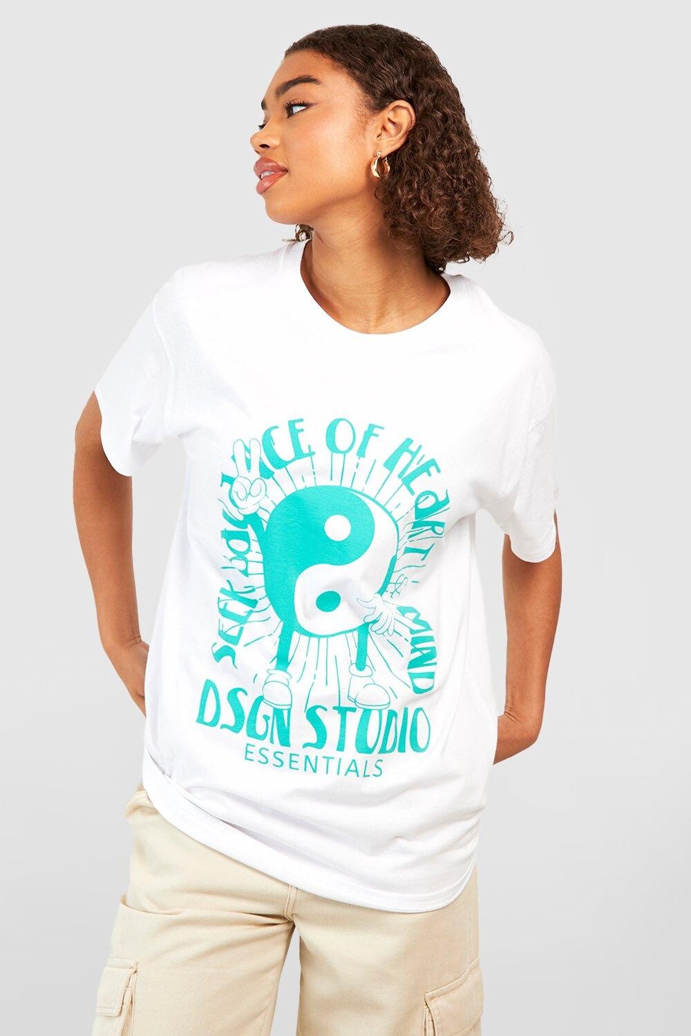 

Футболка tall dsgn studio peace Boohoo, белый