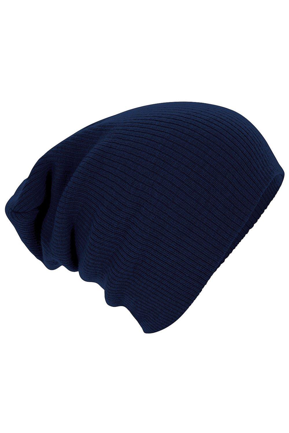Зимняя шапка-бини с напуском Beechfield, темно-синий