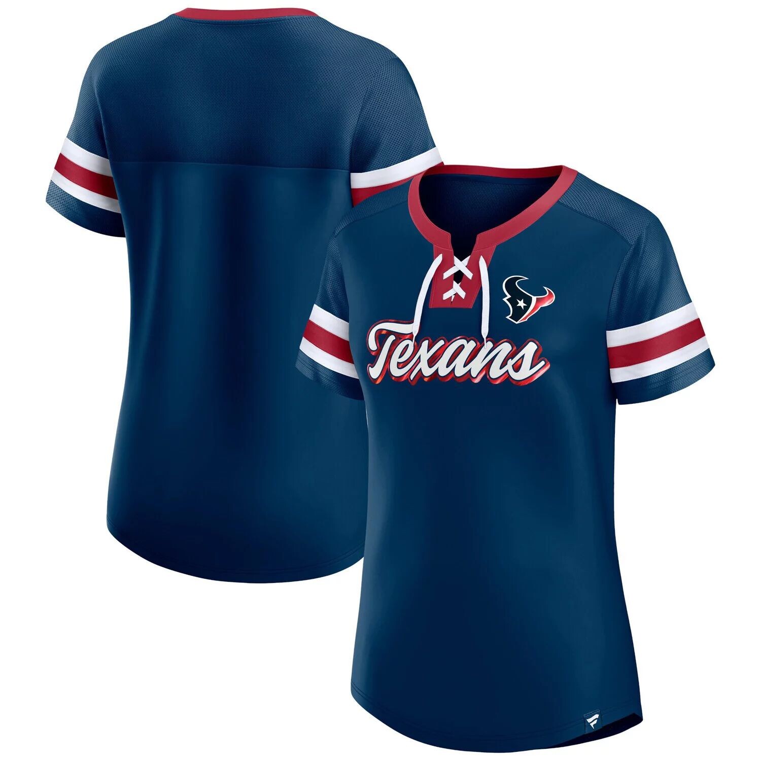 

Женская темно-синяя футболка с логотипом Fanatics Houston Texans Original State на шнуровке Fanatics