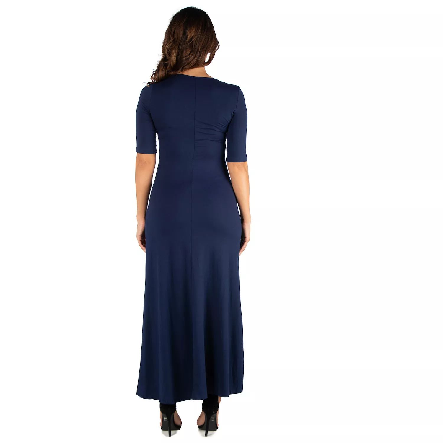 цена Женское платье макси с круглым вырезом 24seven Comfort Apparel 24Seven Comfort Apparel, черный