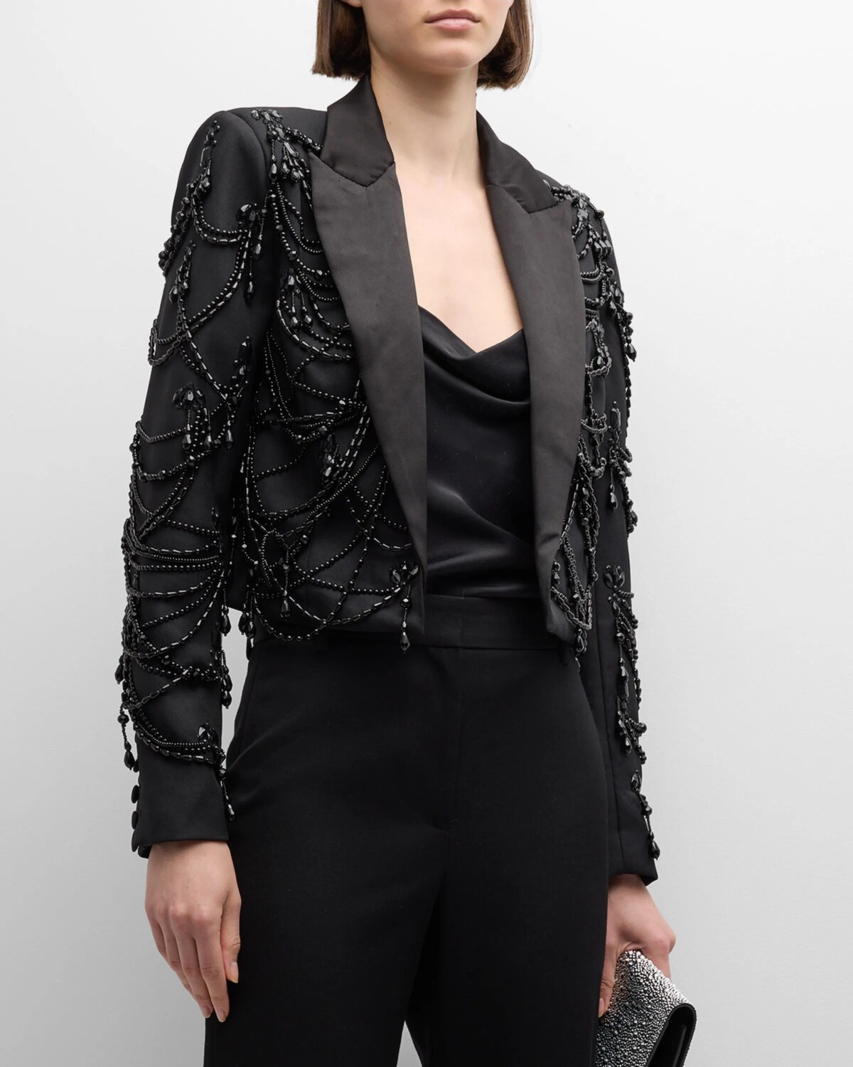 

Укороченный блейзер Jen с бисером L'Agence, цвет Black