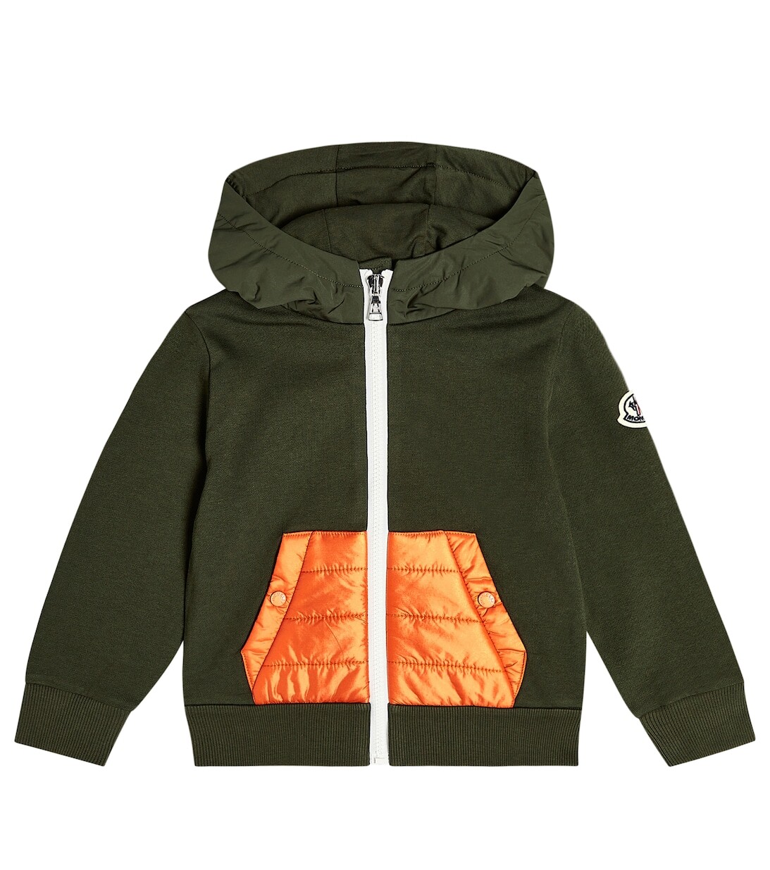 

Худи на молнии из хлопкового джерси Moncler Enfant, зеленый
