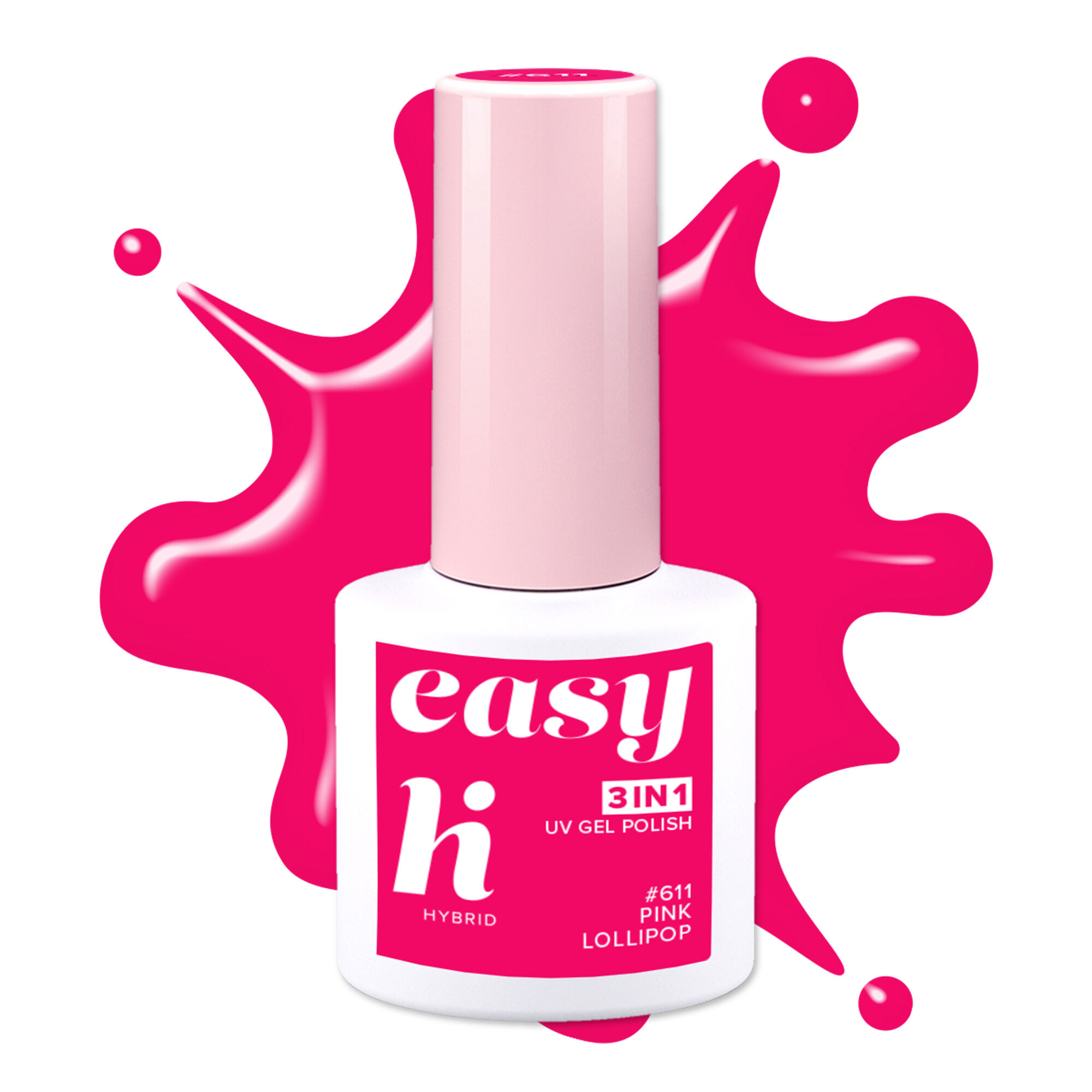 цена Гибридный лак для ногтей 611 розовый леденец Hi Hybrid Easy 3W1, 5 мл
