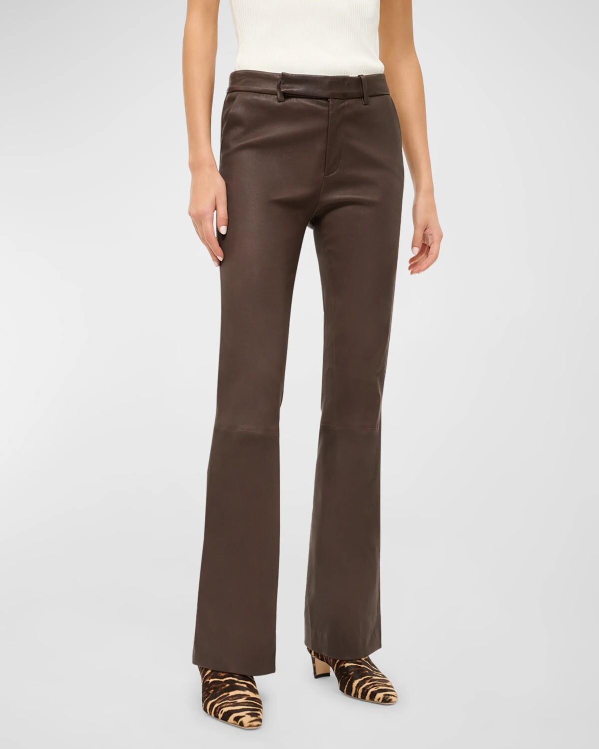 

Кожаные брюки Hanover Bootcut Staud, цвет Tiramisu