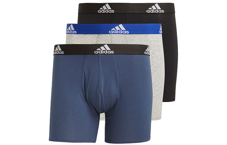цена Комплект боксеров Adidas Underpant, 3 предмета, синий/черный