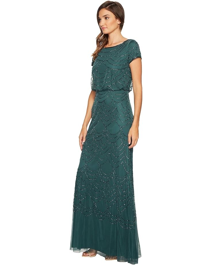 

Платье Adrianna Papell Short Sleeve Blouson Beaded Gown, цвет Dusty Emerald