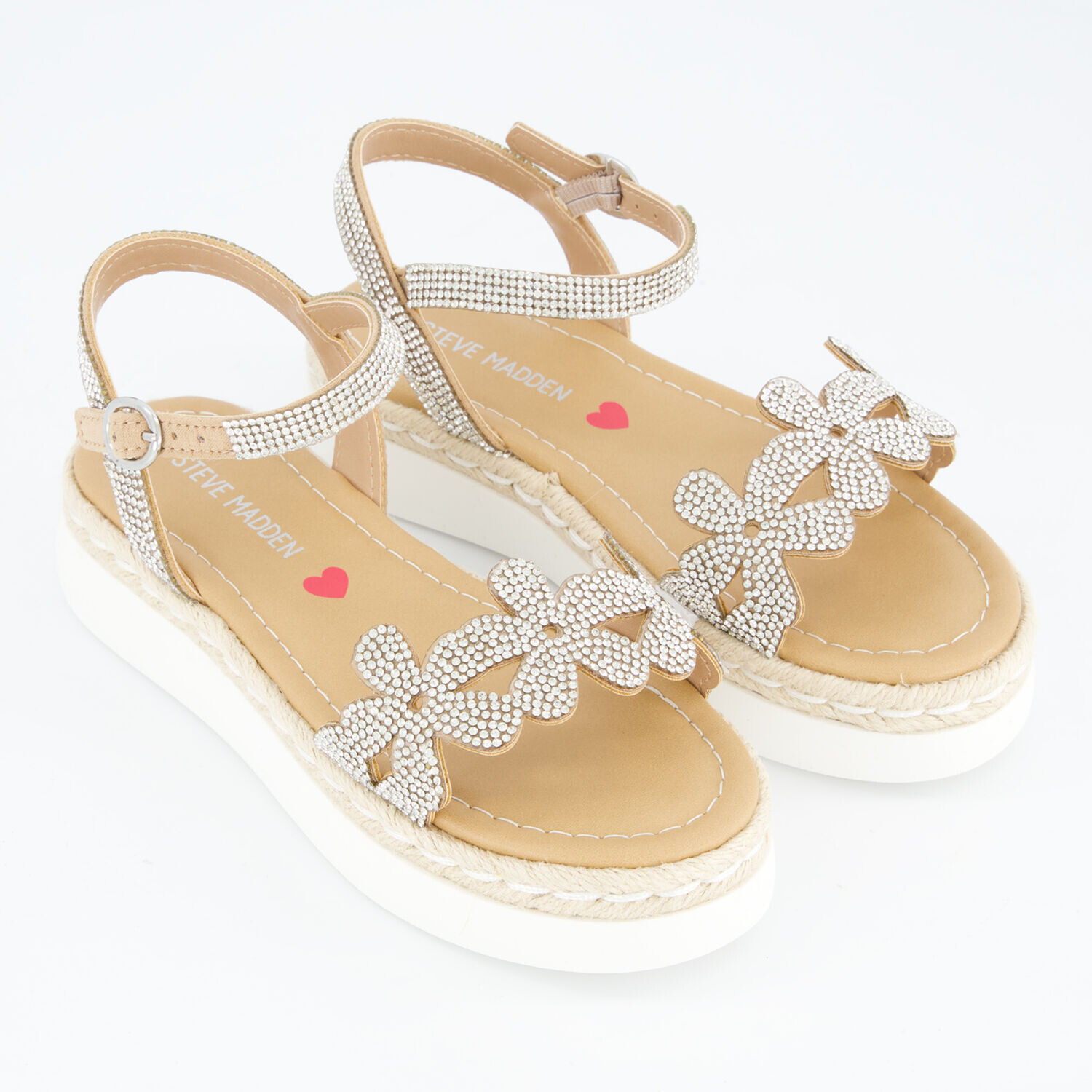 

Бежевые босоножки на платформе со стразами Steve Madden