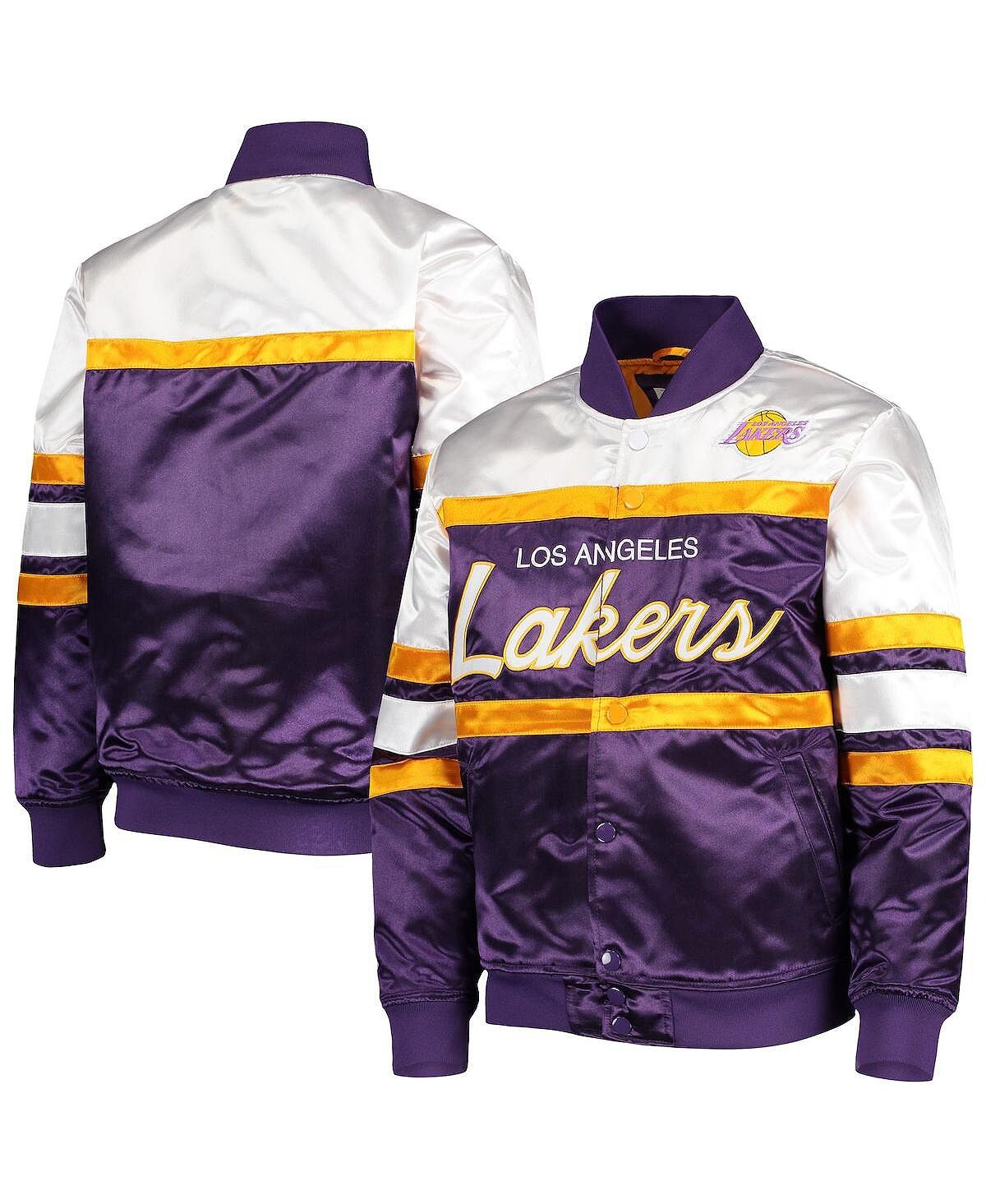 

Фиолетовая классическая атласная куртка с длинными кнопками Big Boys Los Angeles Lakers из твердой древесины Mitchell & Ness