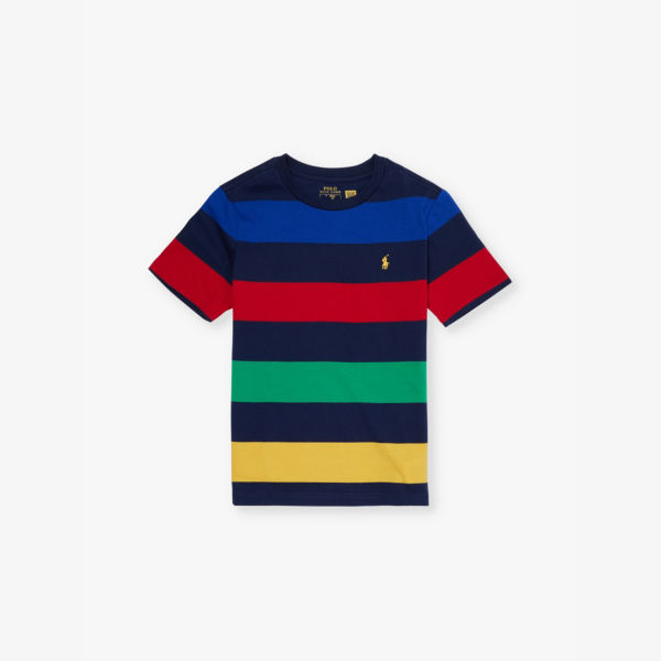 

Полосатая футболка из хлопкового трикотажа с короткими рукавами Polo Ralph Lauren, мультиколор