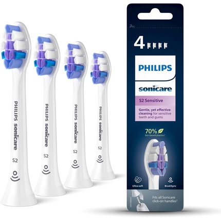 Насадки Philips Sonicare S2 Sensitive с очень мягкой щетиной для чувствительных зубов и десен, белые насадки philips sonicare sensitive hx6052 для бережного очищения чувствительных зубов 2 шт