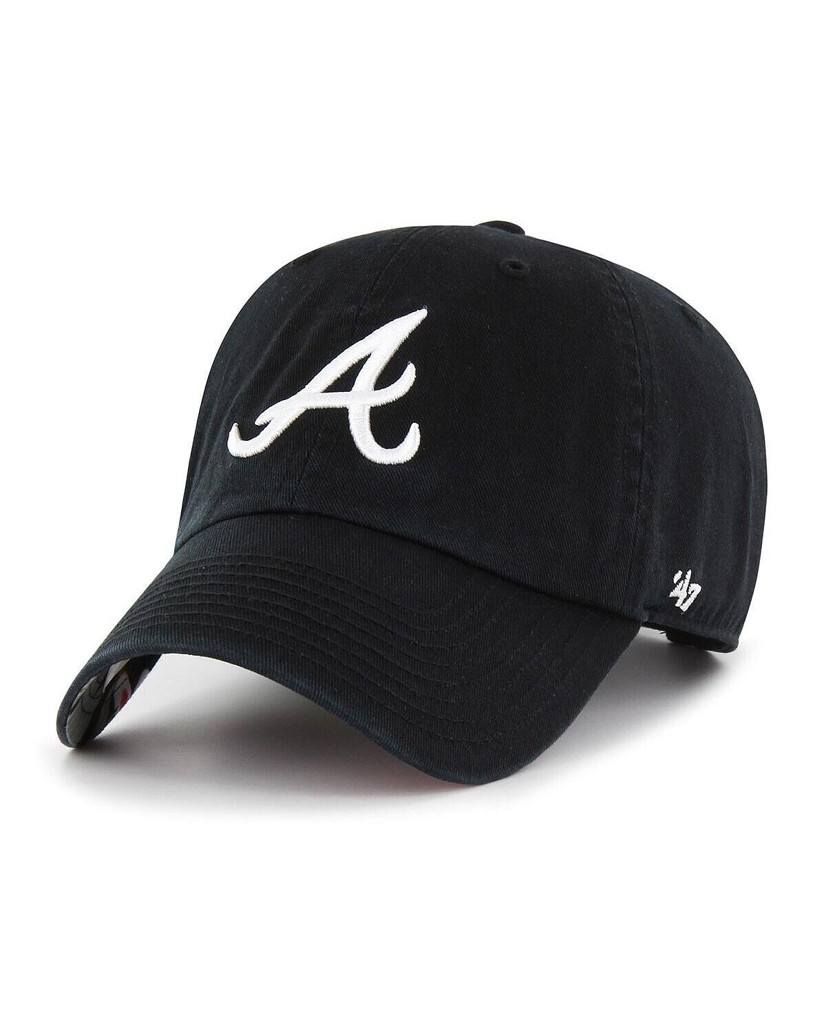 

Черная мужская регулируемая шляпа Atlanta Braves Dark Tropic Clean Up '47 Brand