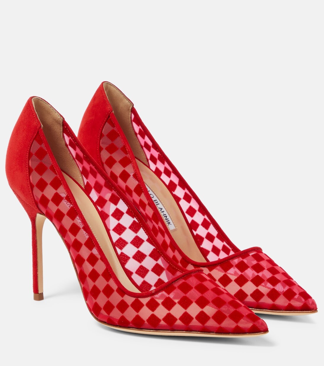 

Туфли bbla 105 в клетку с кожаной отделкой Manolo Blahnik, красный